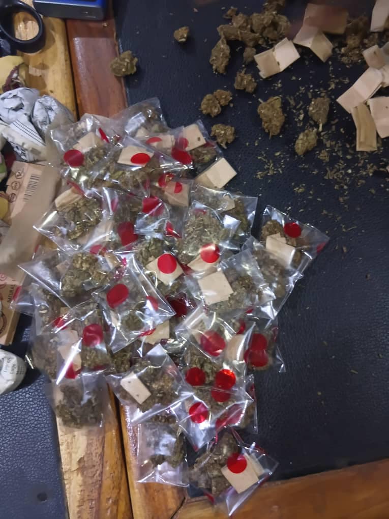 Suspected cannabis with wrapping materials found during Kintampo police drug operation